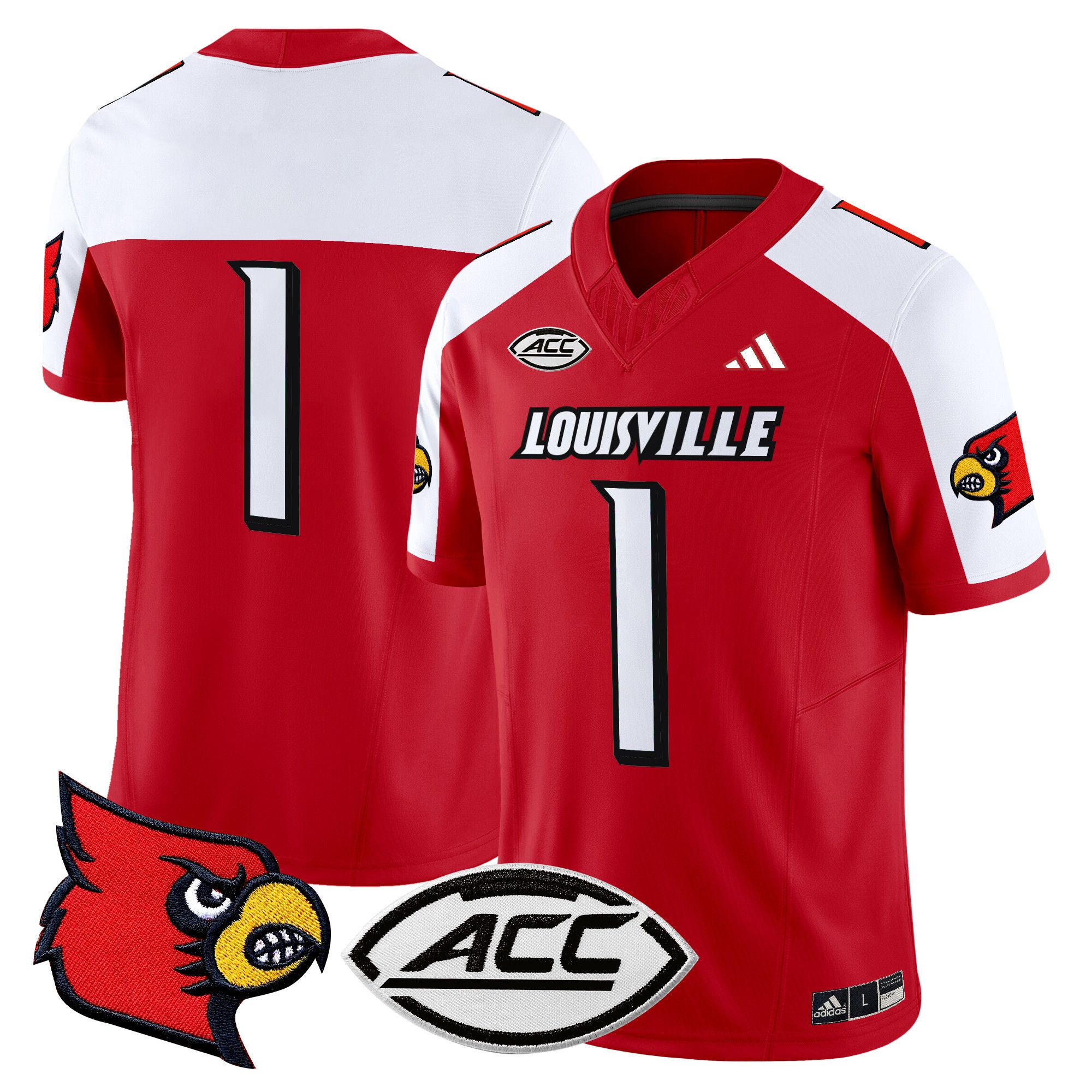 Men Louisville Cardinals #1 No Name Red 2024 Vapor Limited NCAA Jersey->->NCAA Jersey
